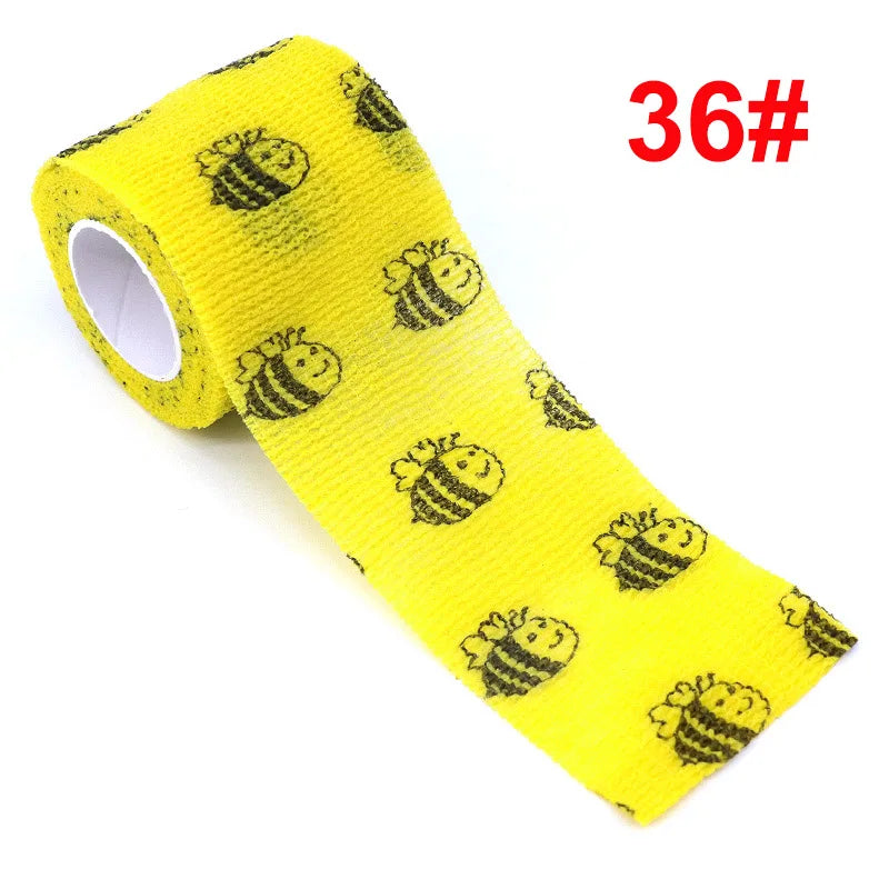 Animal Pattern Printed Self Adhesive Elastic Bandage 4.5m Sports Wrap Tape for Finger Joint Knee First Aid Kit Pet Tape - Sun Studio