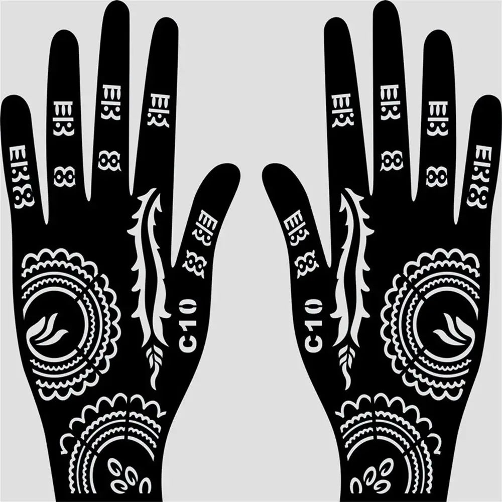 NEW Black Lace Transfer henna Hand Arm Tattoo Henna Stickers Art Temporary Tattoo DIY Painting Body Art Template Tattoo Stencils - Sun Studio
