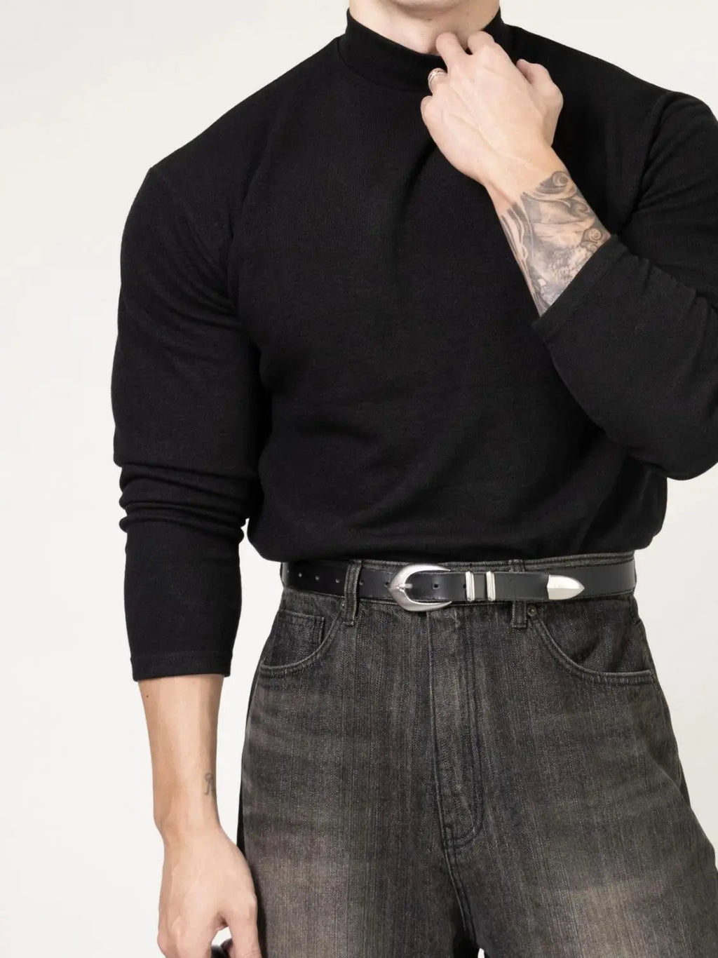 Fitness T-shirt Men's Clothes Spring Autumn Training Suit Threaded Turtleneck Slim Fit Sports Quick Dry Breathable Long Sleeves - Sun Studio