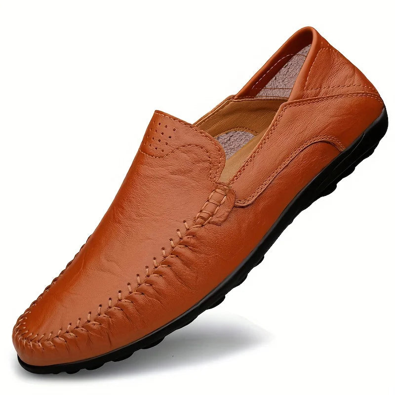 CLOHOO Men's Business Casual Shoes Leather Stitching Comfortable Breathable Rubber Bottom Second Layer Cowhide - Sun Studio