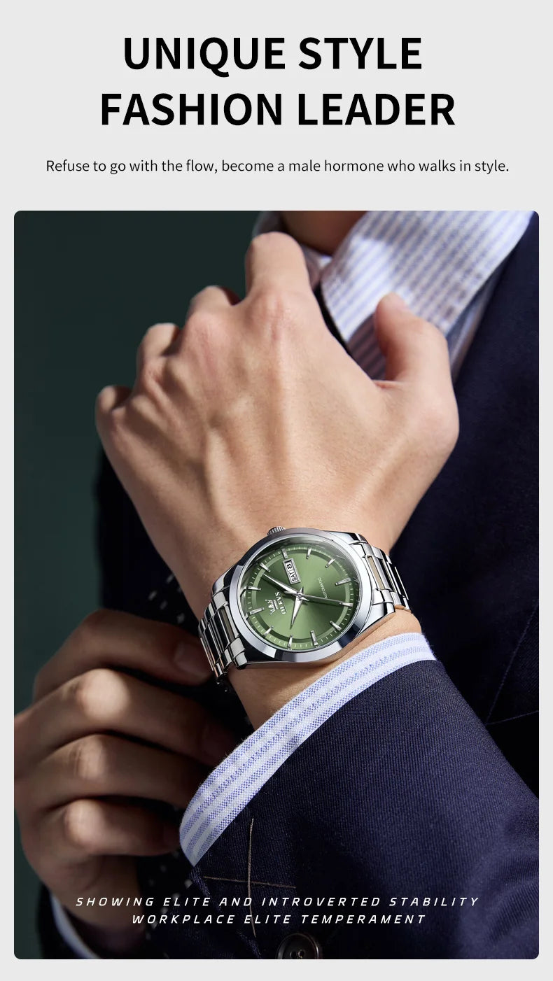 OLEVS 7090 Luxury Men's Watches Original Brand Automatic Mechanical Watches For Man Steel Strap Simple Business Men's Wristwatch - Sun Studio