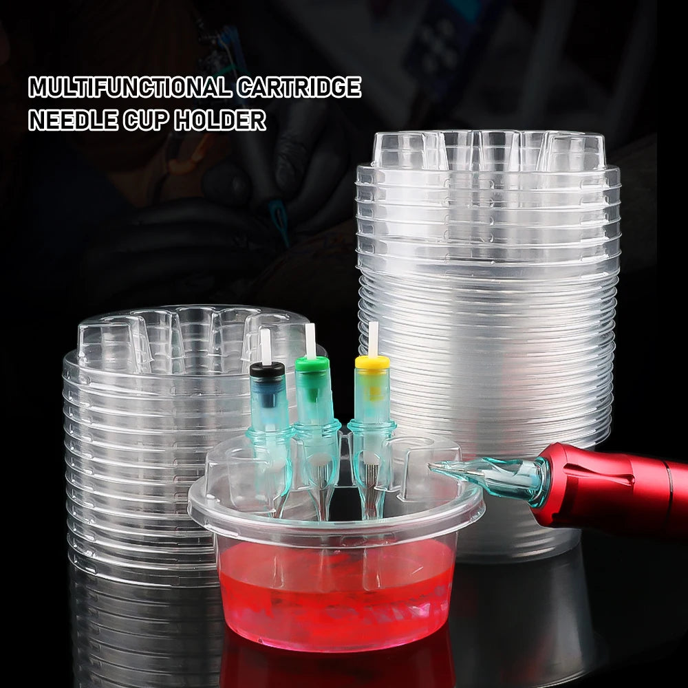 20pcs/box Tattoo Needle Cup Holder - Disposable Cleaning Cup for Tattoo and Embroidery Needle - Integrated Needle Cleaning - Sun Studio