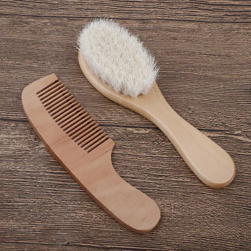 2PCS/Set Baby Hair Brush And Comb Set for Newborn Wood Comb For Hair Massage Bath Shower Mini Baby Brush Kids Pocket HairBrush - Sun Studio
