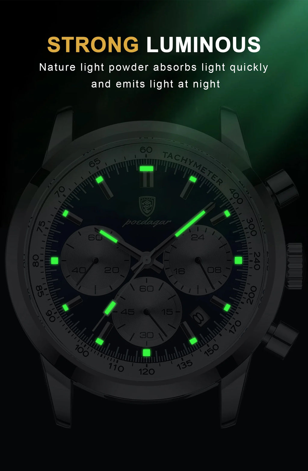 POEDAGAR Top Brand Men's Quartz Watch Waterproof Luminous Chronograph Military Man Watch Luxury Fashion Leather Watches For Men - Sun Studio