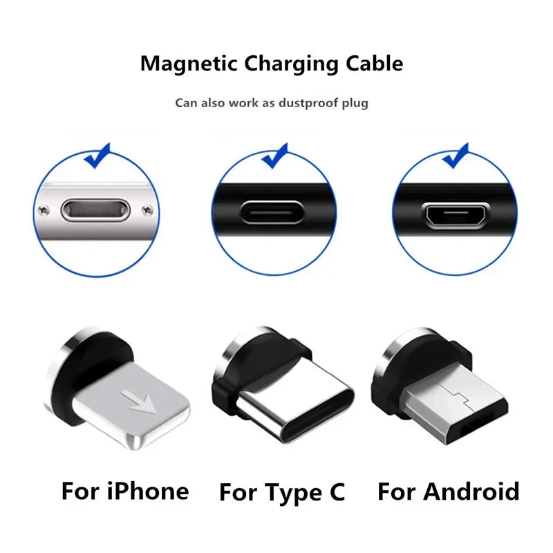 9pcs Converter Charging Cable Adapter For Mobile Phone 360 Degree Rotation Magnetic Tips Replacement Parts Easy Operate Durable - Sun Studio