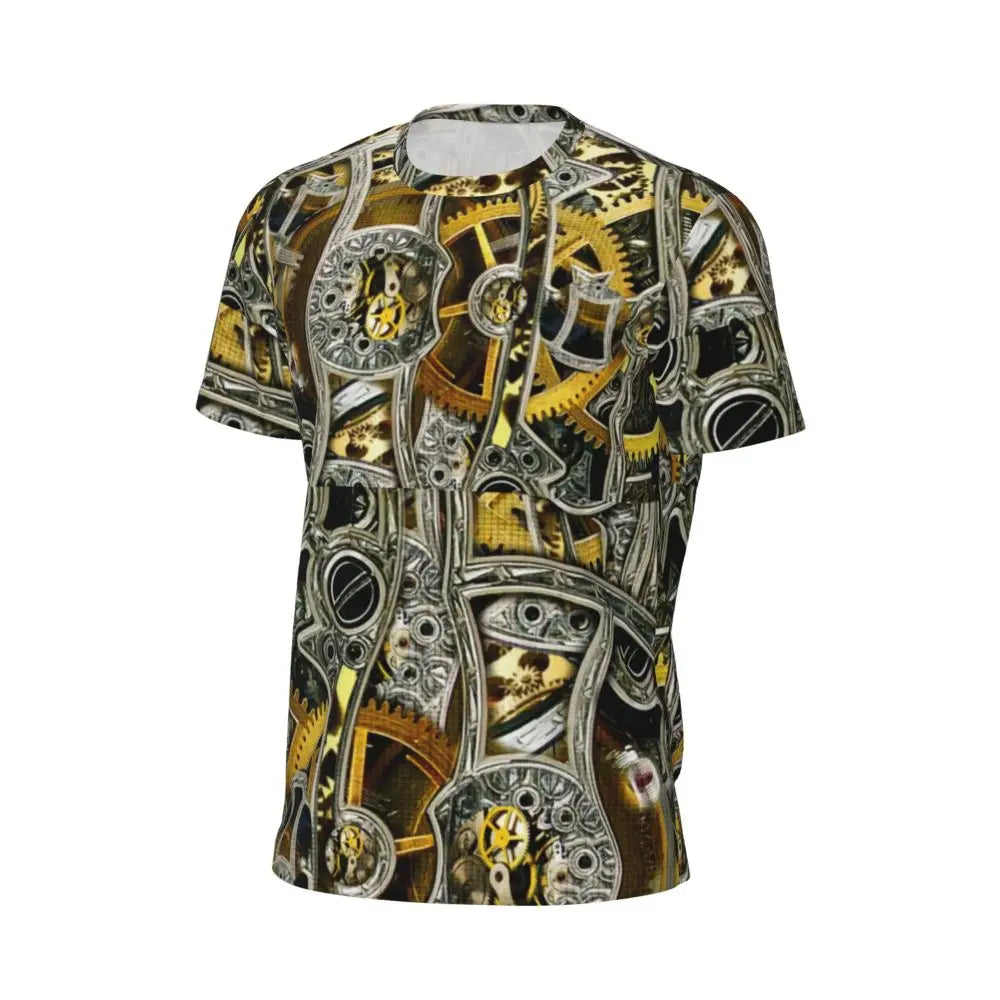 Gym T Shirt For Men Steampunk Design T-Shirts Fashion Wonderful Clockwork Vintage Summer Tees O Neck Streetwear Design Tops - Sun Studio