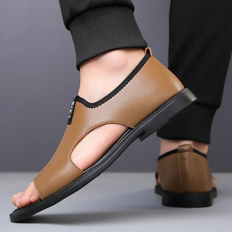 Sandals for Men Brand Casual Shoes Outdoor Fashion Men's Slippers Comfortable Beach Shoes High Quality Leather Man Flat 2025 - Sun Studio