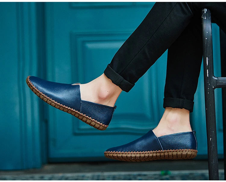 JINTOHO Big Size Men Genuine Leather Shoes Slip On Black Shoes Real Leather Loafers Mens Moccasins Shoes Italian Designer Shoes - Sun Studio