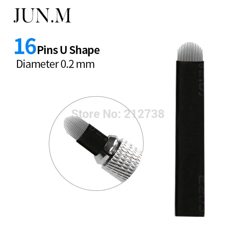 0.2mm U-Shape 16 Pin Microblading Needle Eyebrow Tattoo Blade For Permanent Makeup Manual Pen 3D Eyebrow Embroidery - Sun Studio