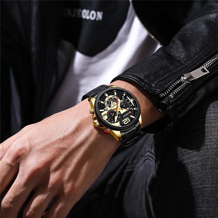 CURREN 8395 Men's Minimalist Large Dial Watch, Water-resistant Calendar Six-hand Multifunctional Quartz Watch - Sun Studio