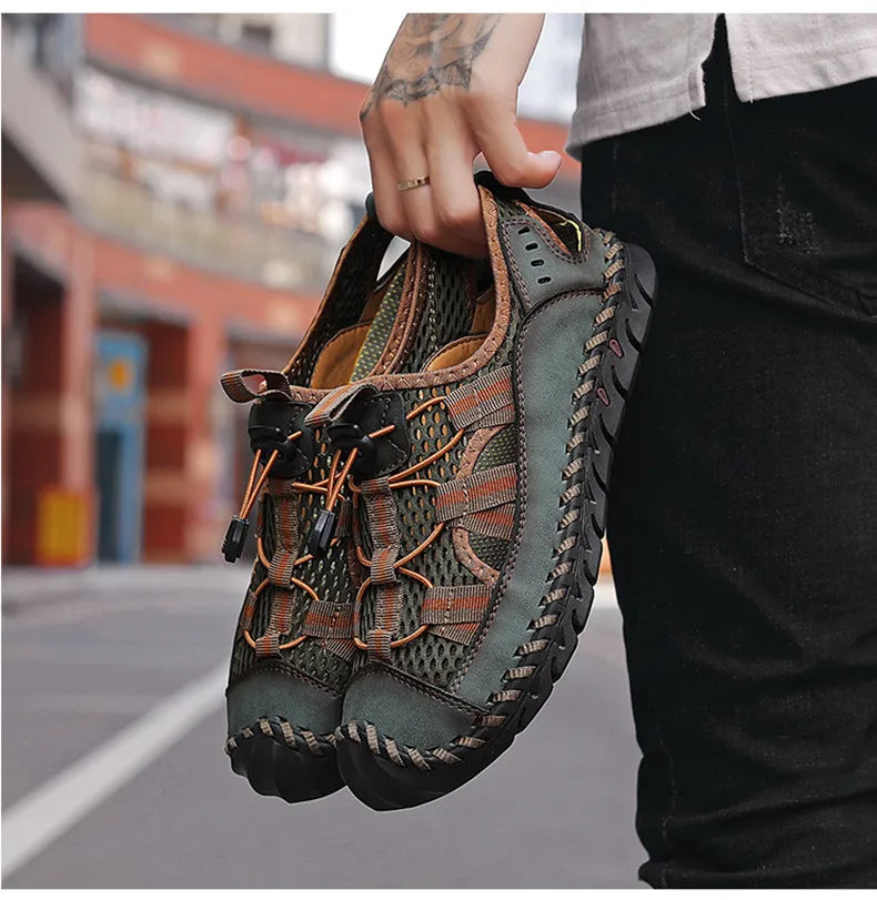 Hot Sale Summer Men's Sandals Outdoor Non-slip Men's Beach Sandals Handmade Genuine Leather Men's Shoes Fashion Men Sneakers - Sun Studio