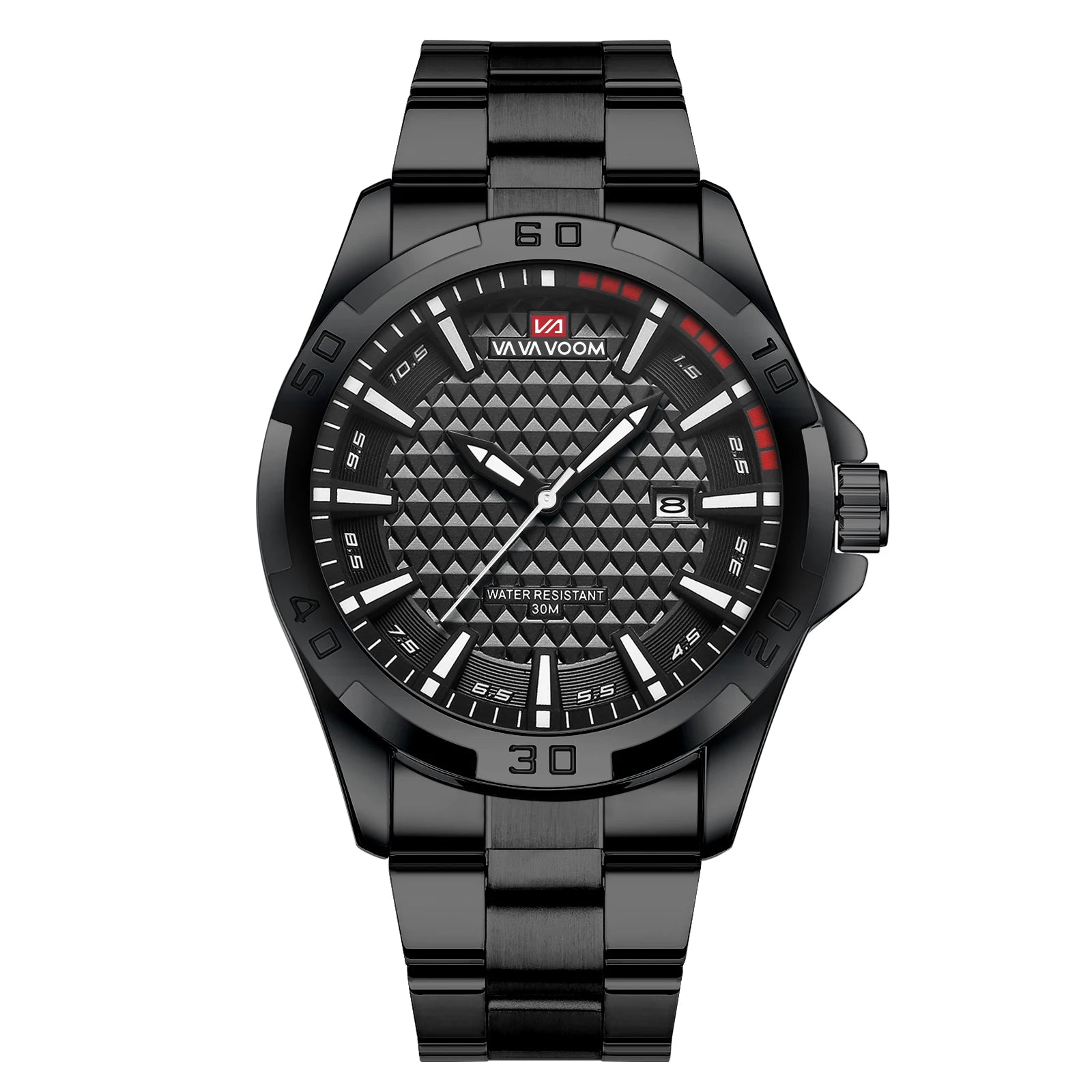 VA VA VOOM Mens Casual Sport Military Quartz Calendar Watches for Man Business Stainless Steel Waterproof Clock Relogio Masculin - Sun Studio