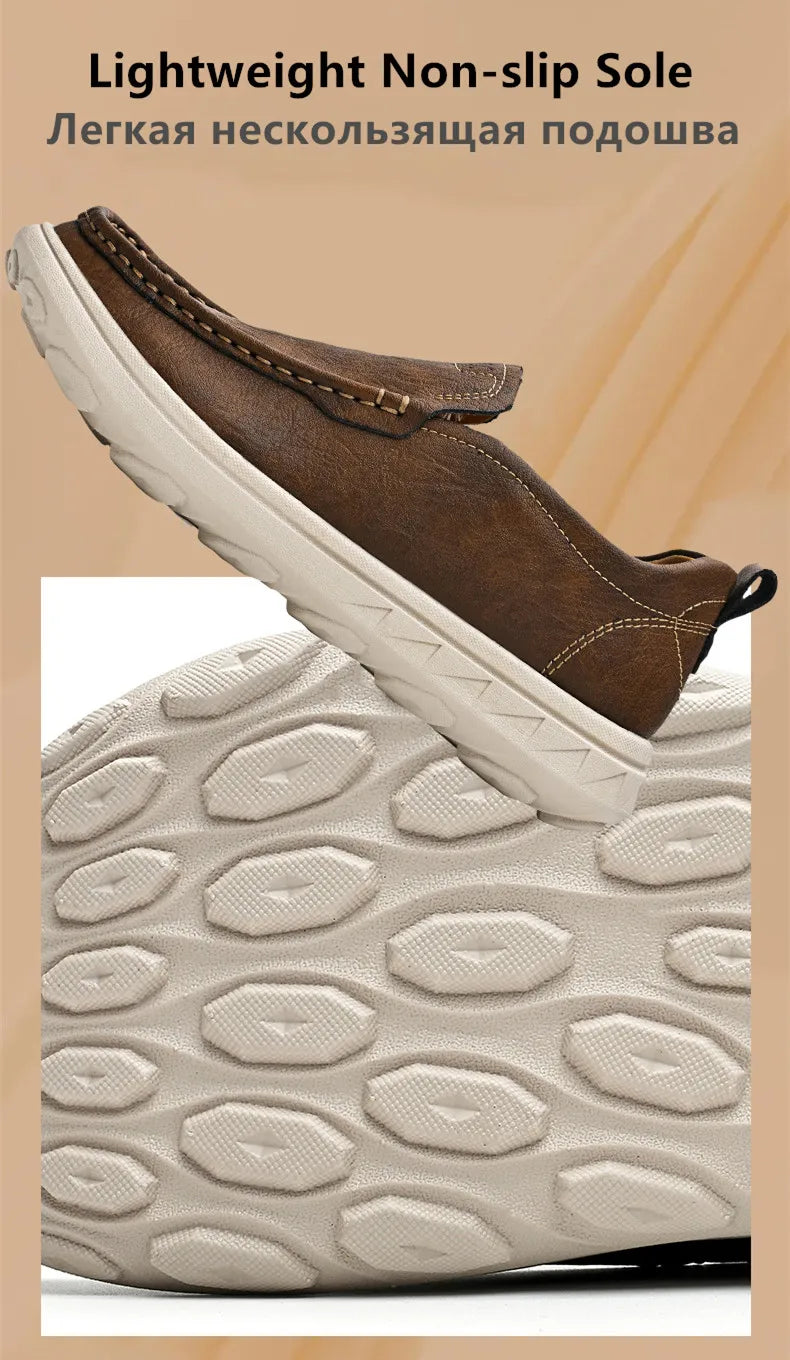 New Men's Casual Shoes Fashion Comfortable Men's Shoes High Quality Leather Men Driving Shoes Handmade Flat Shoes Men Sneakers - Sun Studio