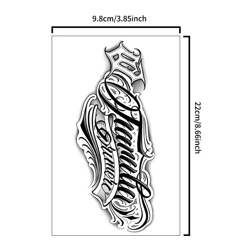 1Pc Handwritten Font Arm Waterproof Temporary Tattoo, Long-Lasting 1-2 Weeks, Realistic Semi-Permanent Fake Tattoo - Sun Studio