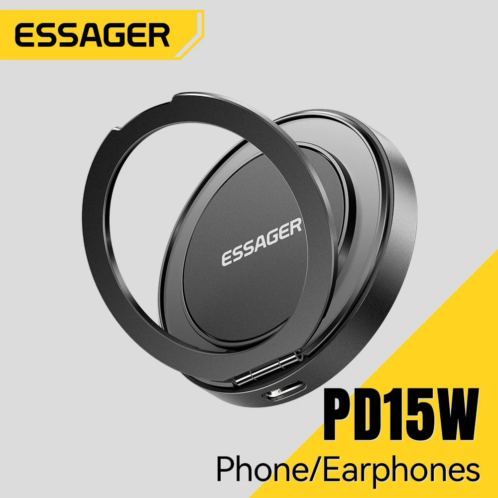 Essager Magnetic Wireless Charger With Holder 15W Fast Charging For iPhone17 16 15 14Pro Max Airpods Mini Wireless Phone Charger - Sun Studio