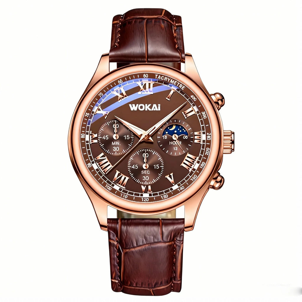 Luxury Men Business Watches Fashion Leather Strap Round Dial Male's Analog Quartz Wristwatch Reloj Hombre（Without Box） - Sun Studio
