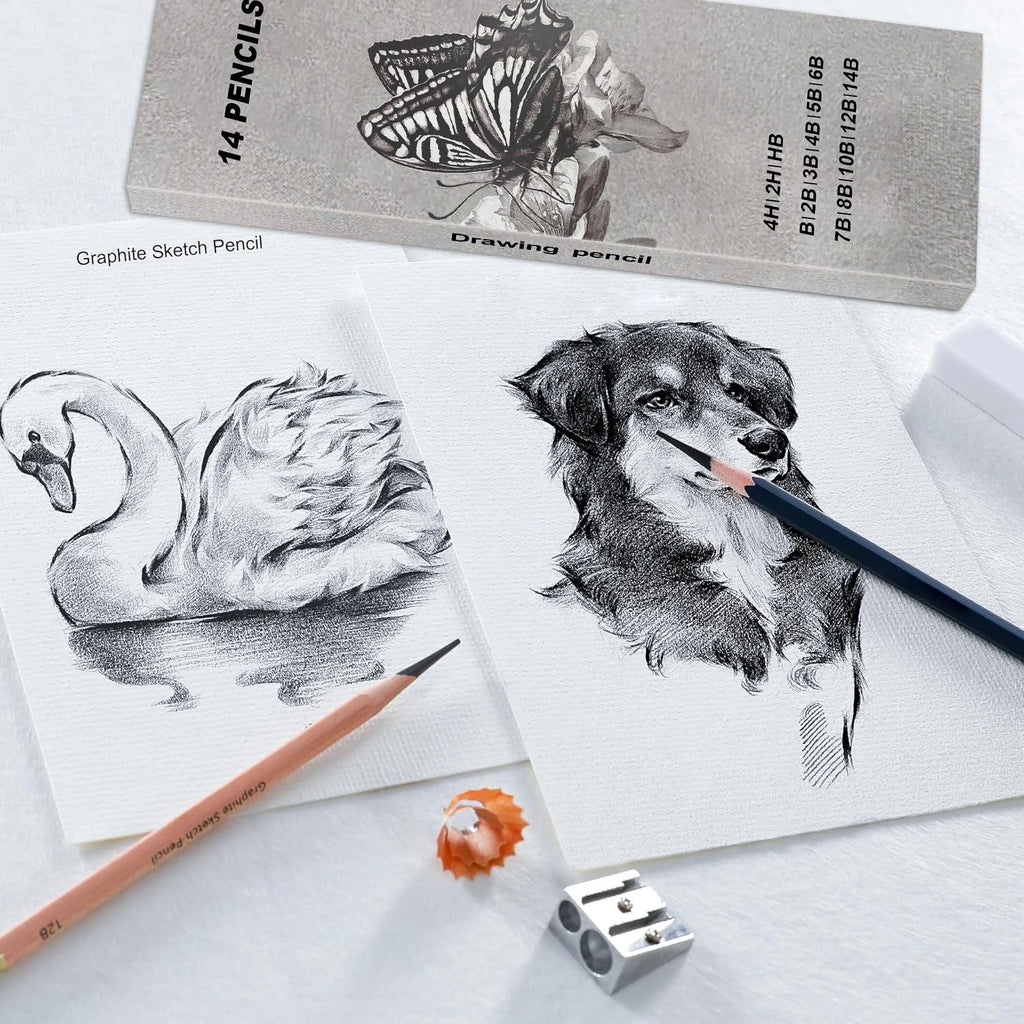 14/18/29/38/44/64 PCS Drawing Set Sketching Kit,Sketch Pencils Art Supplies with Graphite,Charcoal,Blending Tools & Accessories - Sun Studio