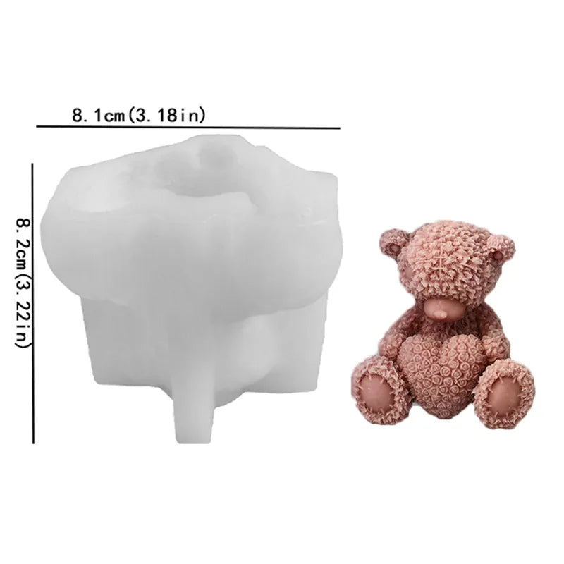 Hug Heart Bear Silicone Mold DIY Cuddle Heart Rose Teddy Bear Candle Mold Gypsum Candle Resin Make Home Decor Gift Creative Gift - Sun Studio