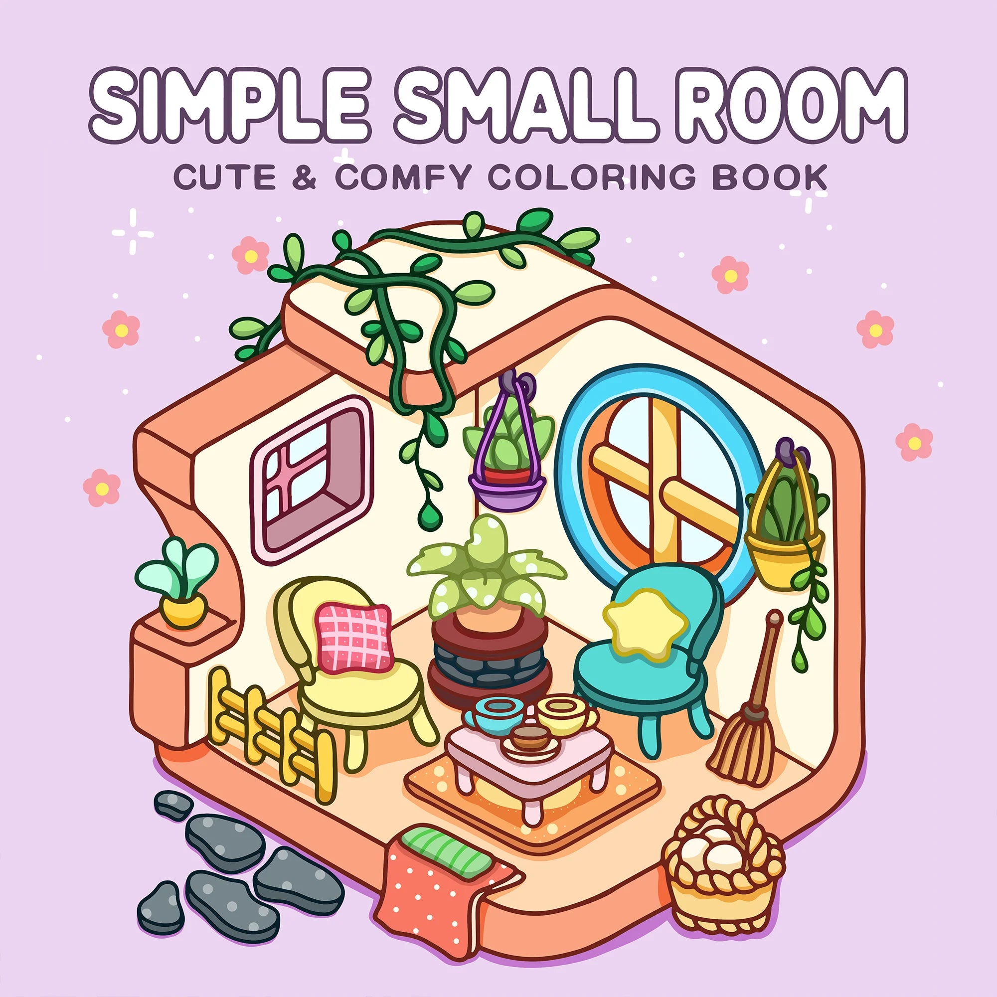 Coloring Book for Relaxation - Simple Room Decor with Picture Book Illustrations for Creativity and Stress Relief - Sun Studio