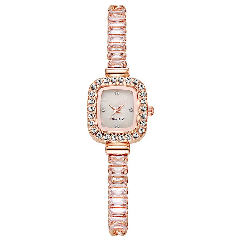 6 pieces/set of fashionable crystal watches for women with small square dials, quartz watches for women, jewelry set for women - Sun Studio