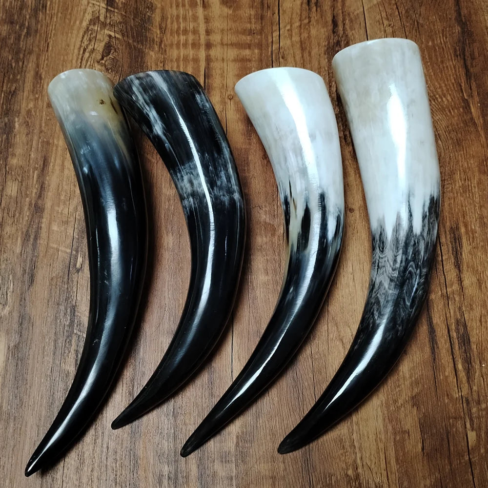 30-50CM Genuine Yak Horn Black Massage Buffalo Horn Viking Drinking Horn Mugs Standing Cylinder Scraping Tube Home Decor - Sun Studio