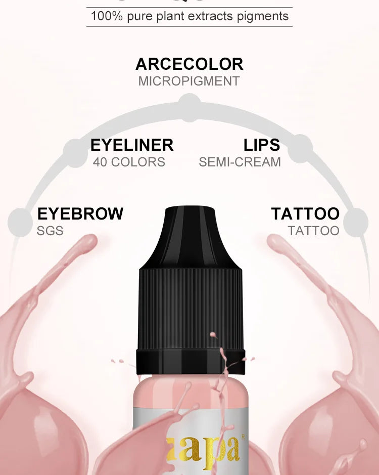 10ML Tattoo Ink Micro pigment Lip Eyebrow Permanent Makeup Pigment Tattoo Supplies for Tattoo Eyebrow Eyeliner Lip - Sun Studio