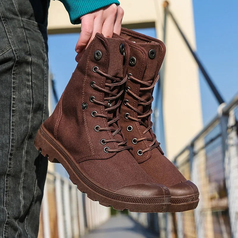 Spring Autumn Cloth Shoes Mens Single Boots Flat Non-slip Street Style High top Male Footwear Black Green Blue Plus Size 45 D316 - Sun Studio