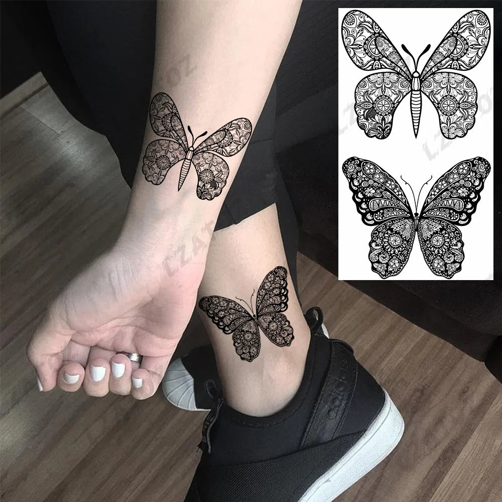 Unique Triangle Ocean Wave Temporary Tattoos For Men Women Realistic Tiger Lion Fake Tattoo Stickers Saying Transfer Art Tatoos - Sun Studio