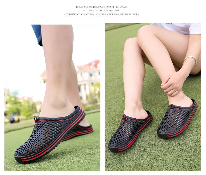 YRZL Sandales d'été pour hommes légères en EVA, chaussures décontractées pour hommes, sabots à trous, sabots, chaussures de jardin, d'extérieur, pantoufles plates de plage pour hommes