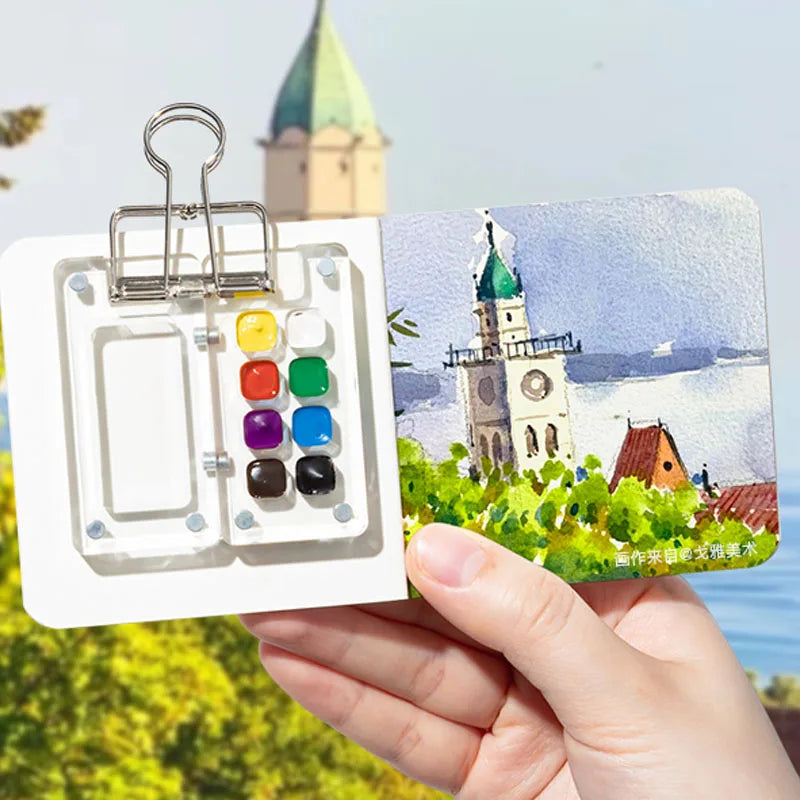 Transparent Watercolor Palette Ins Style Travel Portable Mini Watercolor Acrylic Paint Box Square Tray Box Art Painting Supplie - Sun Studio
