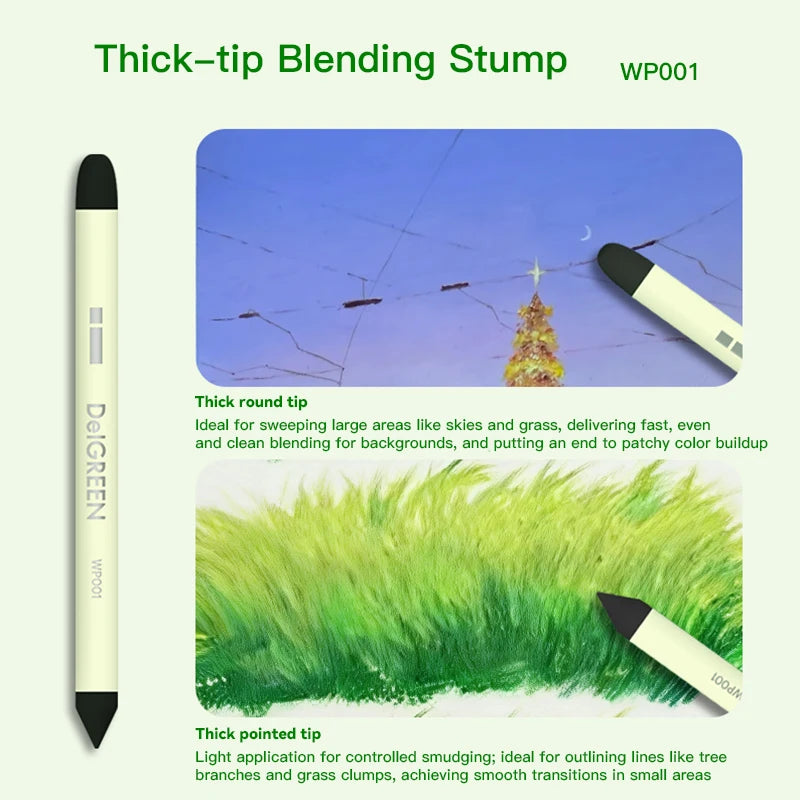 Cotton Blending Sponge Brush Pens Set 2Pcs Double-Headed Washable Sketch Wipe Reusable Art Blenders for Detail Shadow Highlight - Sun Studio