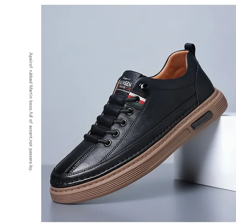 New Leather Shoes for Men Non-slip Sports Fashion Comfortable Sneakers Male Flat Slip-on Casual Brand Men's Casual - Sun Studio