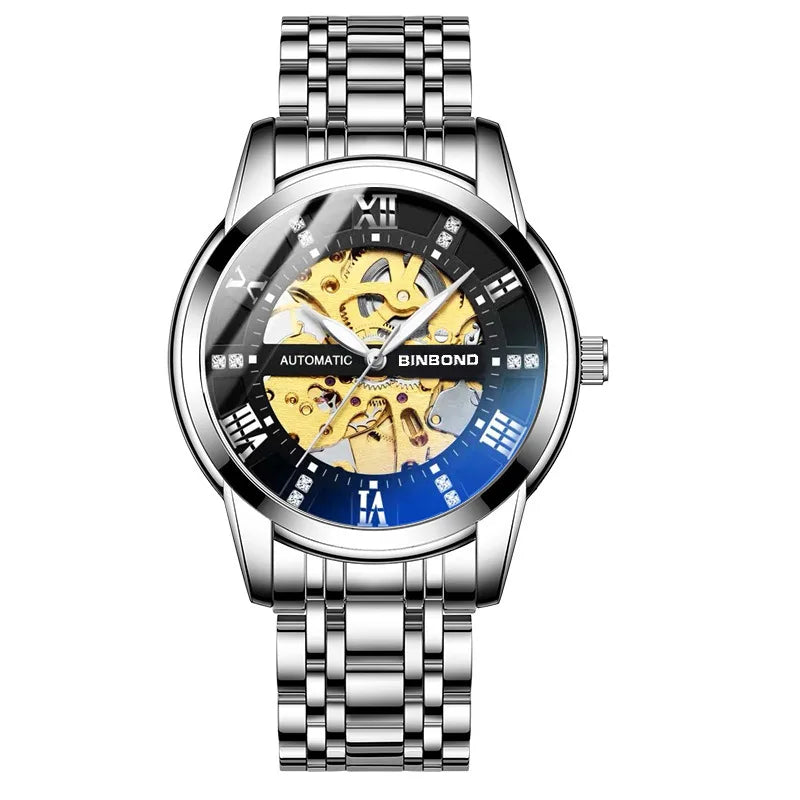 Bindond Mens Automatic Mechanical Watches Top Brand Luxury Stainless Steel Waterproof Hollow Male Wristwatches Relogio Masculino - Sun Studio