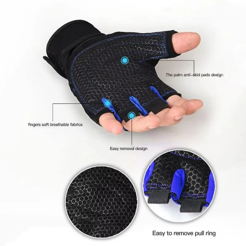 Gym Gloves for Men Women Fitness Weight Lifting Wristband Gloves Body Building Training Sports Exercise Cycling Glove Shockproof - Sun Studio