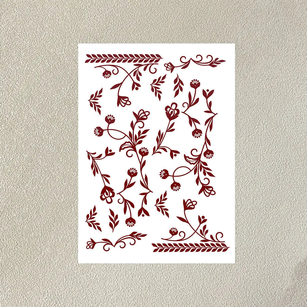 Waterproof Flower Hand Tattoo for Women Maroon Henna Tattoo Stickers for Hand Fingers Body Art Disposable Fake Tattoo Festival