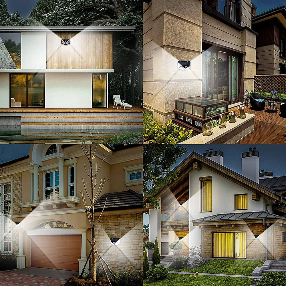 1pcs Solar LED LIGHT LED Outdoor Garden Lamp 100LEDs Human Body Induction Wall Lamps Four Sides Charging Home Decor Road Lights - Sun Studio
