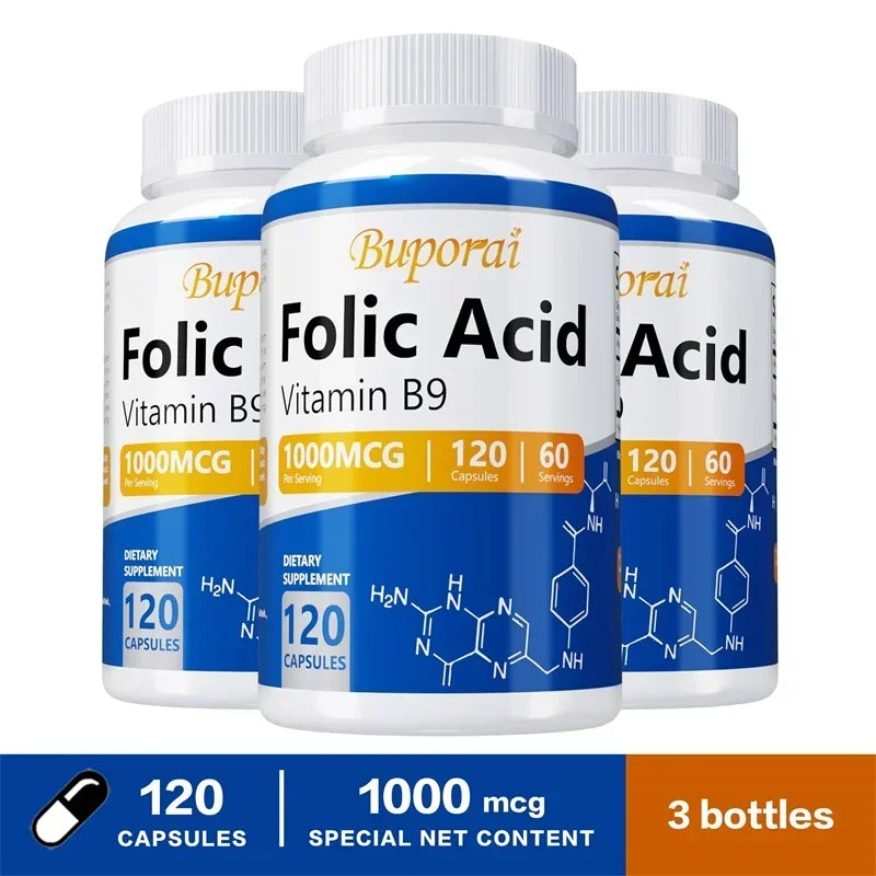 Folic Acid Supplement - Heart Health, Nervous System Health, Prenatal Support - Sun Studio