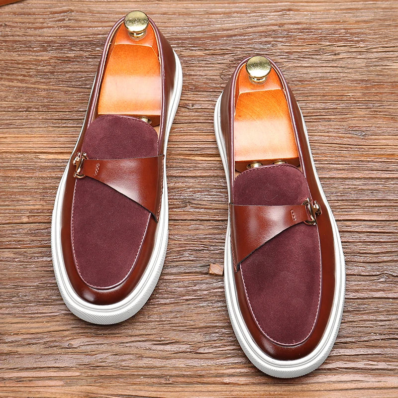 Fashion Men's Casual Slip-on Leather Shoes Men Classic British Style Penny Loafers Mens Outdoor Board Shoe Driving Flats - Sun Studio