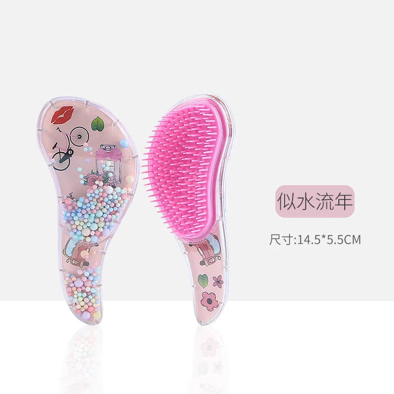 New Cute Hairdressing Comb for Kids Anti-knot Massage Flowing Bead Hair Comb Children Girls Dress Up Makeups Toy Gifts - Sun Studio