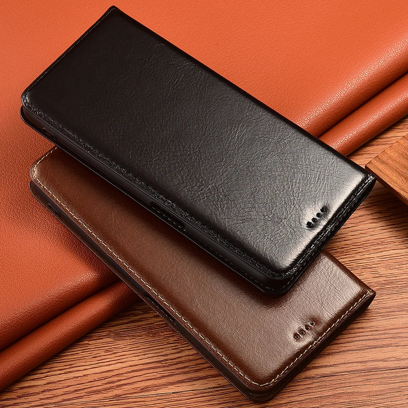 Magnetic Genuine Leather Skin Flip Wallet Book Phone Case Cover On For Infinix Hot Note 30 40 50 50i 60 Pro Plus 4G 5G Note60 - Sun Studio