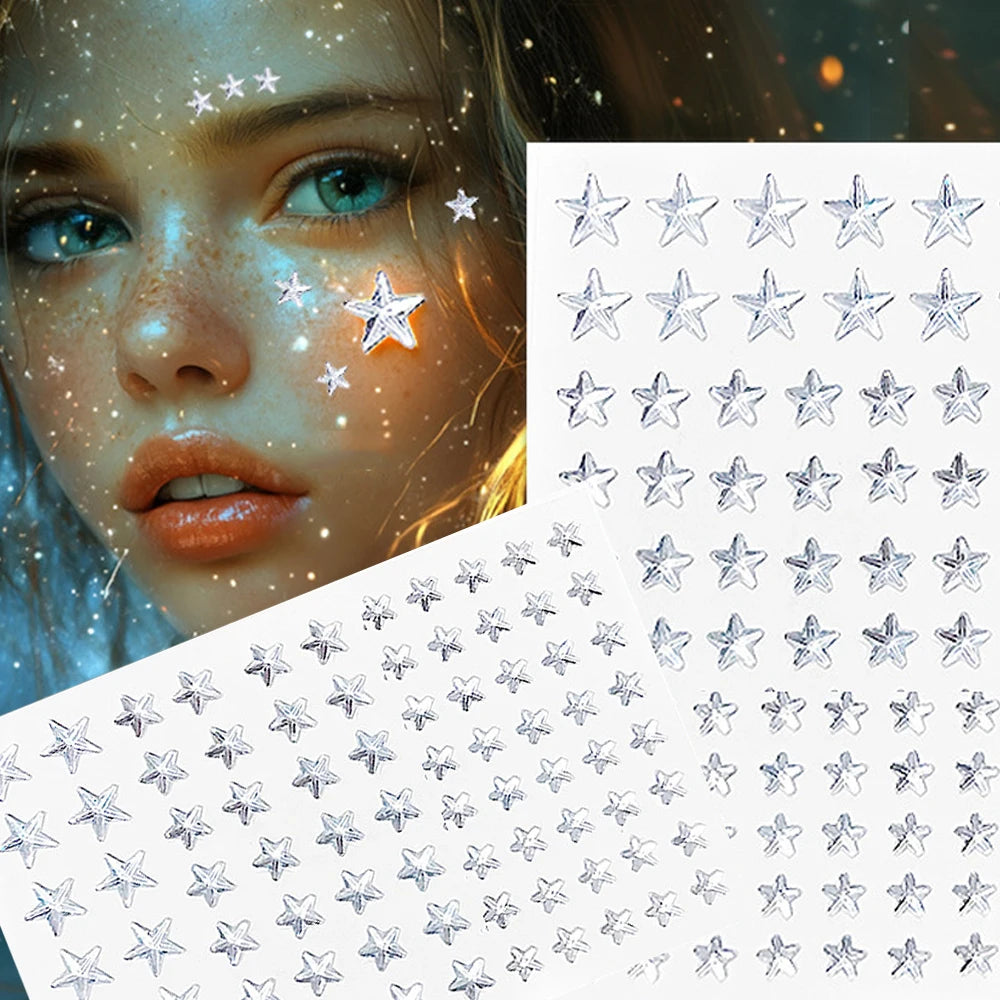 Star Face Makeup Diamond Patch Dazzling Star Festival Modernist Face Stickers Women Girls Colorful Rhinestone Tattoo Eyes Deco - Sun Studio