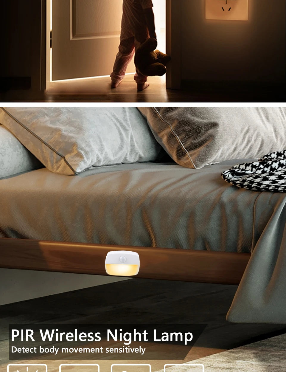LED Night Light Motion Sensor Night Lamp Room Decor Lamp Bedside Led Lamp With EU Plug Led Lights For Closet Bedroom Home Decor - Sun Studio