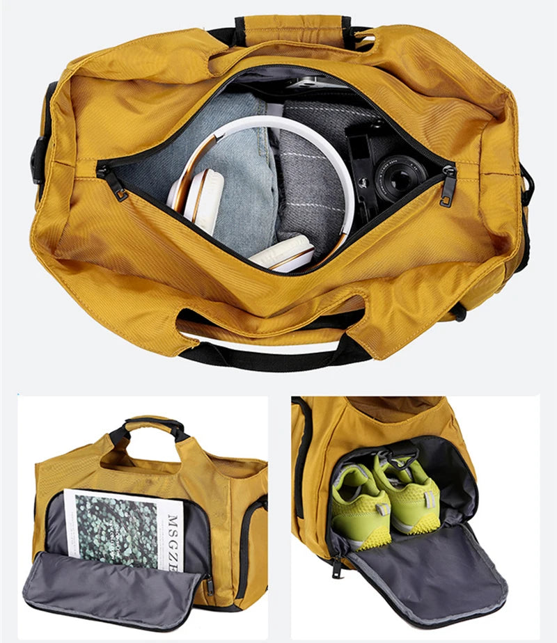 Gym Sports Bag for Men Travel Fitness Duffle Shoe Pocket Luggage Duffel Waterproof Tote Handbags Weekend Shoulder Outdoors Bag - Sun Studio