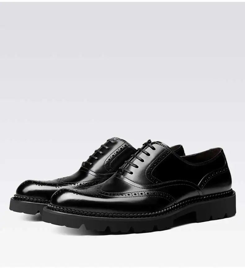 PJCMG Black /Wine Red Mens Dress Lace-Up Oxfords Pointed Toe Genuine Leather Wedding Mens Business Work Shoes - Sun Studio