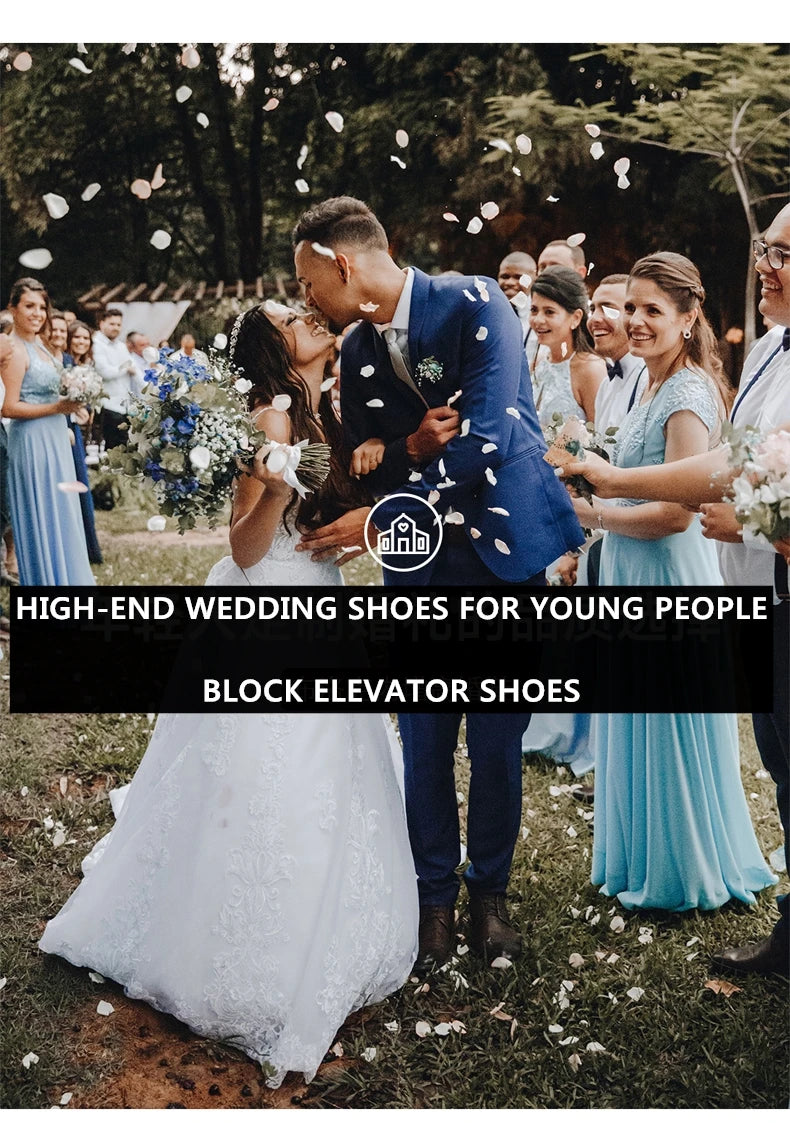 Men's Dress Brogues Elevator Shoes Platform Breathable Casual Business Luxury Genuine Leather Heightening Shoes 6 8CM Taller Man - Sun Studio