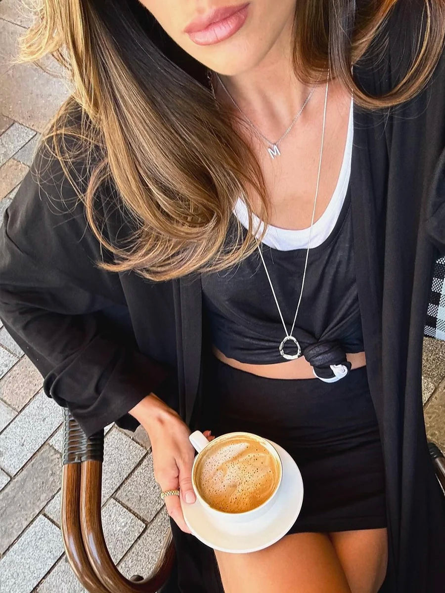 Hirsionsan Modal Soft Loose Sets Women 2026 Casual Two Pieces Long Sleeve T Shirts and High Waist Dresses Outfits Tracksuit