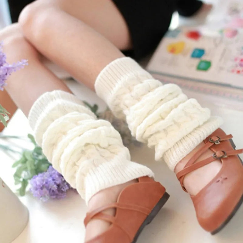 New Women Autumn And Winter Legwarmers Kapron Hemp Flowers Kneepad Leg Warmer Female Girls Pile Heap Socks Sports Safety - Sun Studio