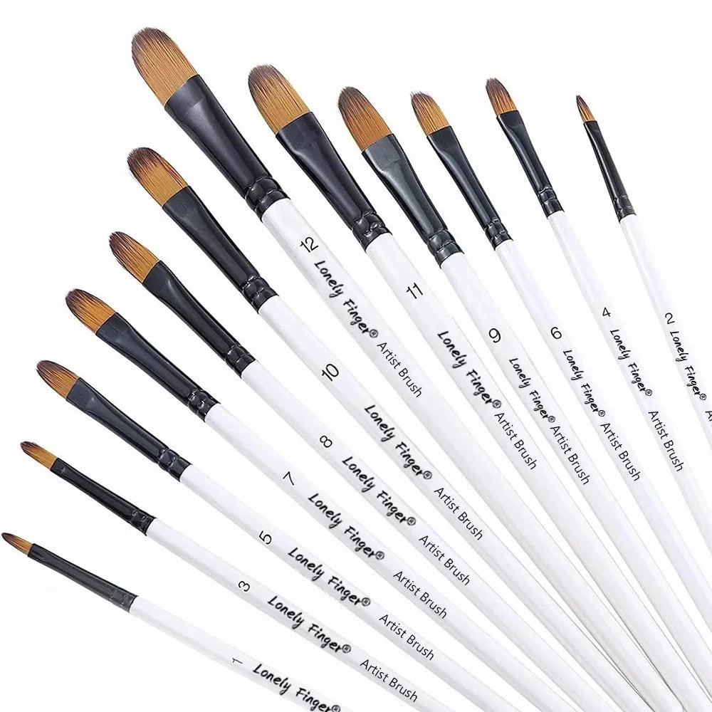 12/48 PCS Round Paint Artist Brushes Set for Acrylic Watercolor Oil Painting, Crafts, Canvas, Rock, Miniature Model Fine Detail - Sun Studio
