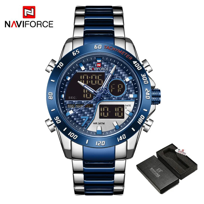 NAVIFORCE Men Digital Watch LED Sport Military Mens Quartz Wristwatch Male Luminous Waterproof Clock Watches Relogio Masculino