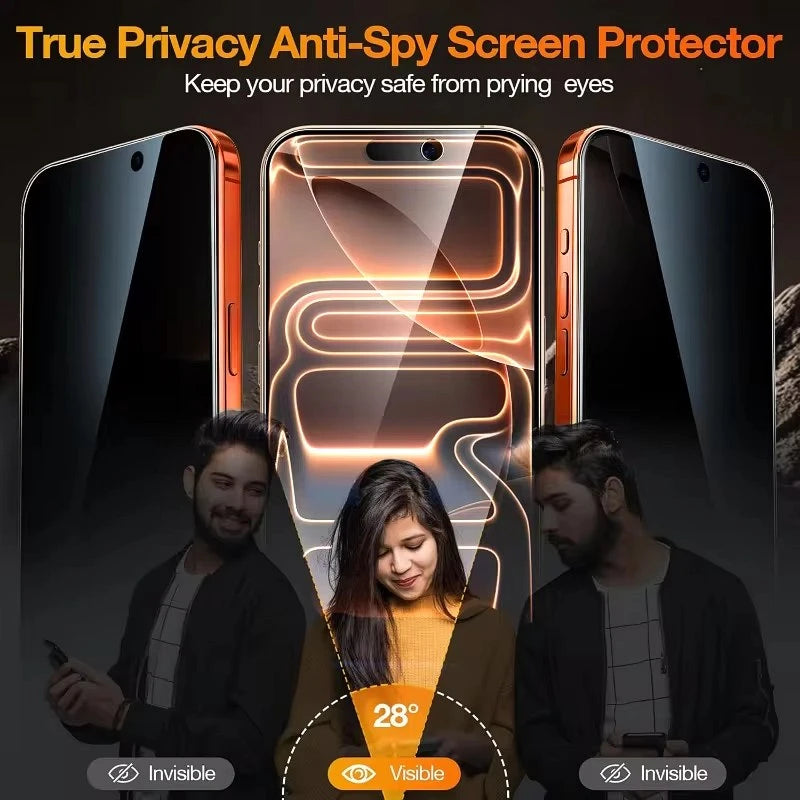 Easy Installation Oleophobic Coating Dust Free Privacy Screen Protector For iPhone 17 16 11 12 13 14 15 Pro Max XR XS 15 16 Plus - Sun Studio